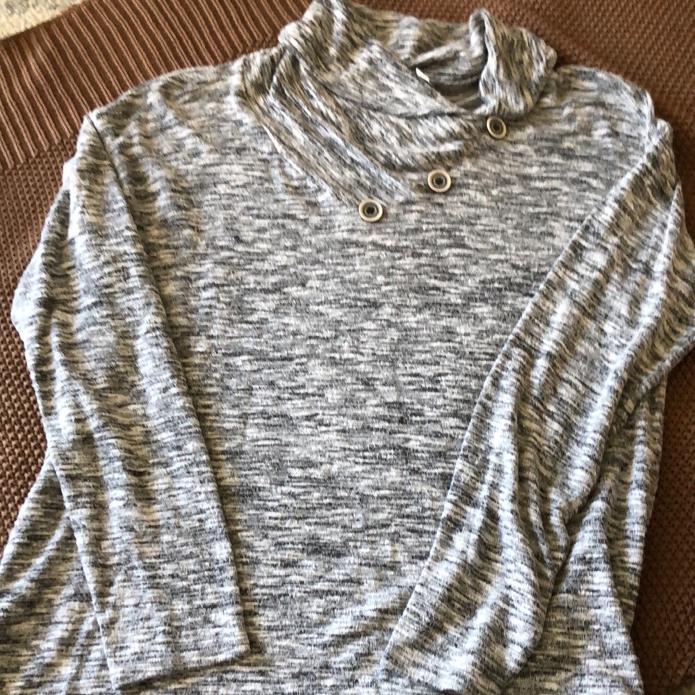 Women's Gray Sweater with Button Detail